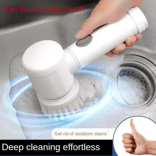 Cordless Electric Spin Scrubber with 5 Replaceable Brush Heads – Waterproof Cleaning Brush for Kitchen & Bathroom
