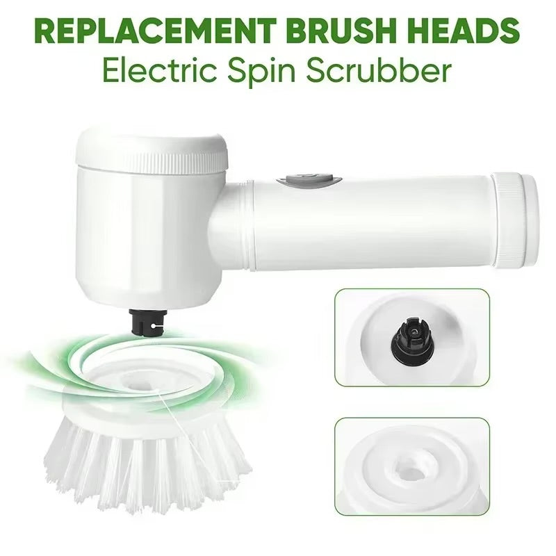 Cordless Electric Spin Scrubber with 5 Replaceable Brush Heads – Waterproof Cleaning Brush for Kitchen & Bathroom