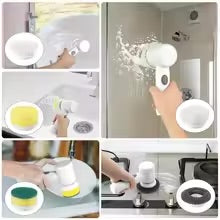 Cordless Electric Spin Scrubber with 5 Replaceable Brush Heads – Waterproof Cleaning Brush for Kitchen & Bathroom